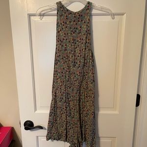 Teal and floral sleeveless romper